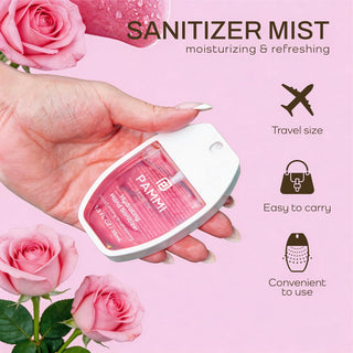 PAMMI Hand Sanitizer Spray with Lip Gloss 4 Pack – Quick Dry Formula, Travel Size Mini Hand Sanitizer, Pocket Friendly, Car Use (2 Pack and 4 Pack (Vanilla + Watermelon + Guava + Rosewater)